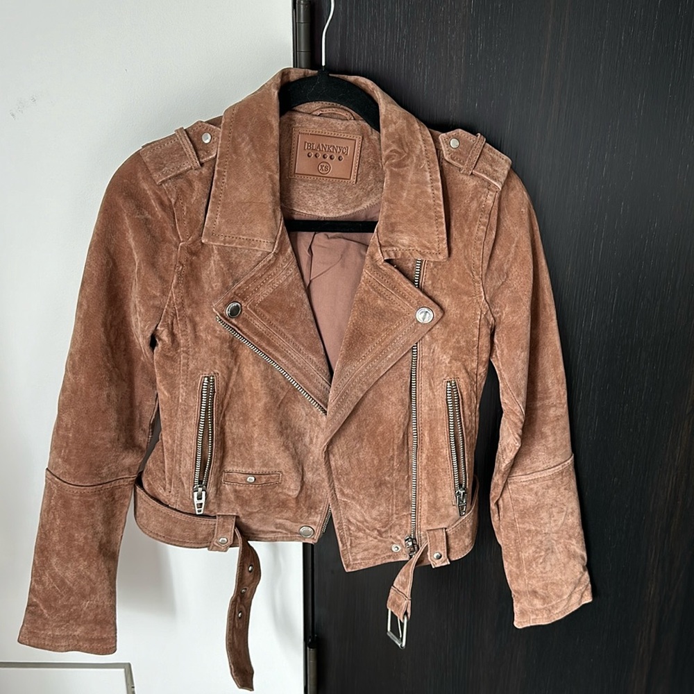 BLANKNYC Suede Leather Moto Jacket, Coffee Bean, XS